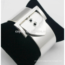 Shiny adjustable size Hinged Bracelets metal alloy wide cuff belt bangle for women